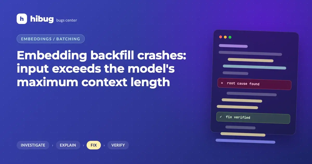 Banner: embedding backfill failing because some chunks exceed the token limit