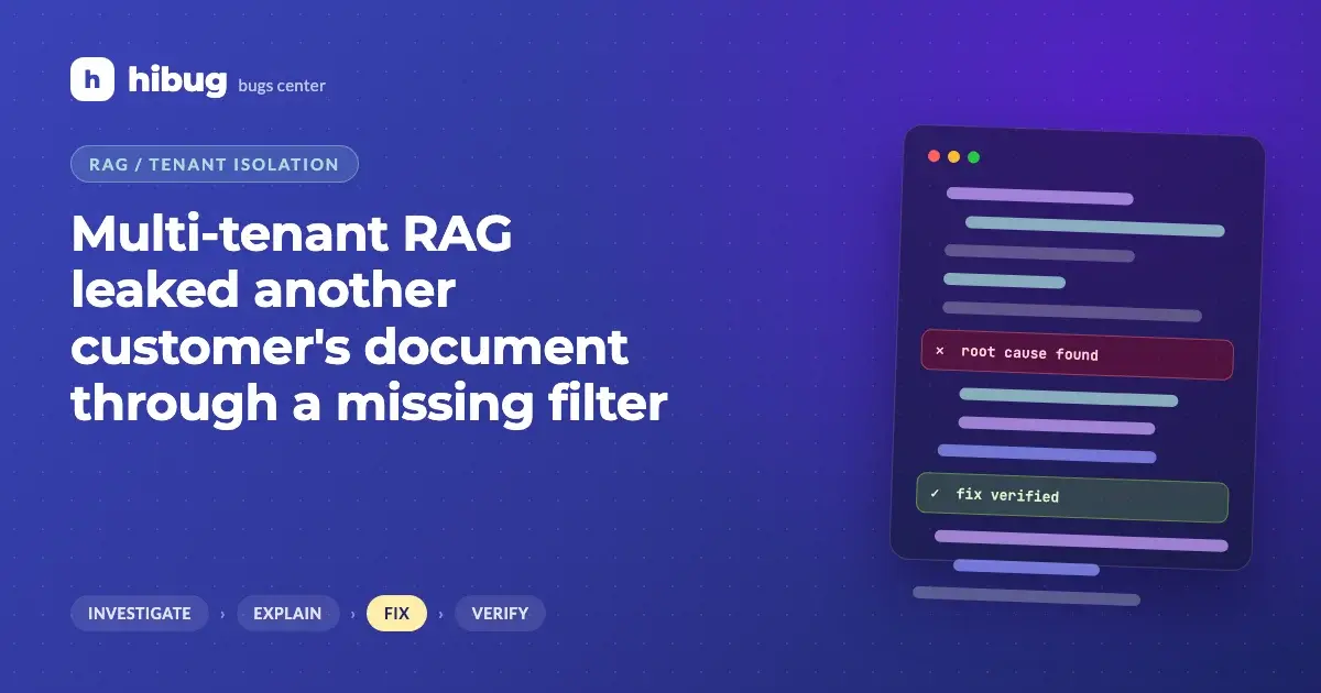 Banner: multi-tenant RAG feature leaking another tenant's document because a filter was missing