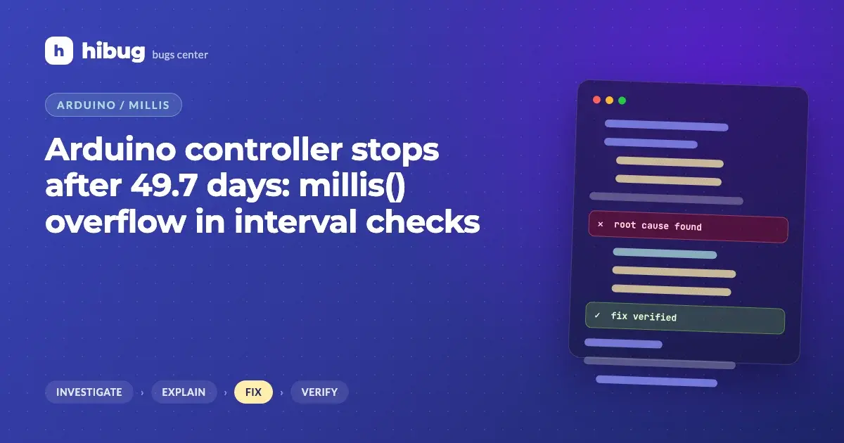 Banner: Arduino controller stopping after 49.7 days because of millis overflow in interval checks