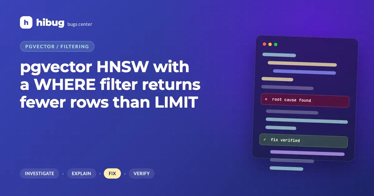 Banner: pgvector HNSW filtered query returns fewer results than the LIMIT