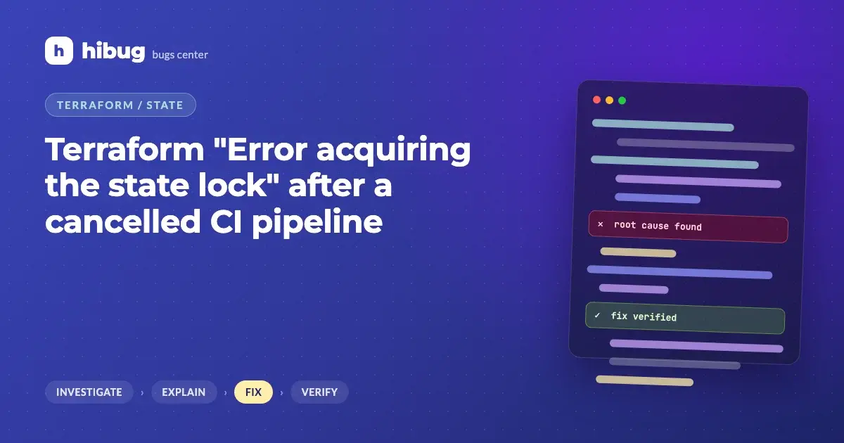 Banner: a Terraform state file held by a stale lock after a cancelled CI pipeline