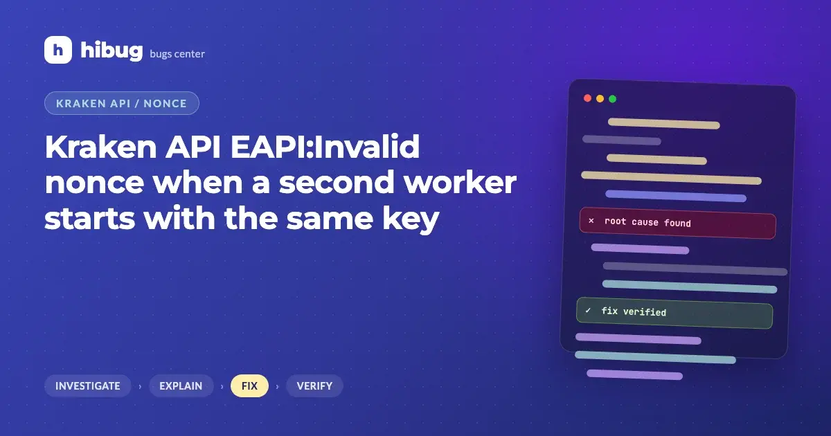 Banner: Kraken API rejecting requests because two workers share one key and its nonce