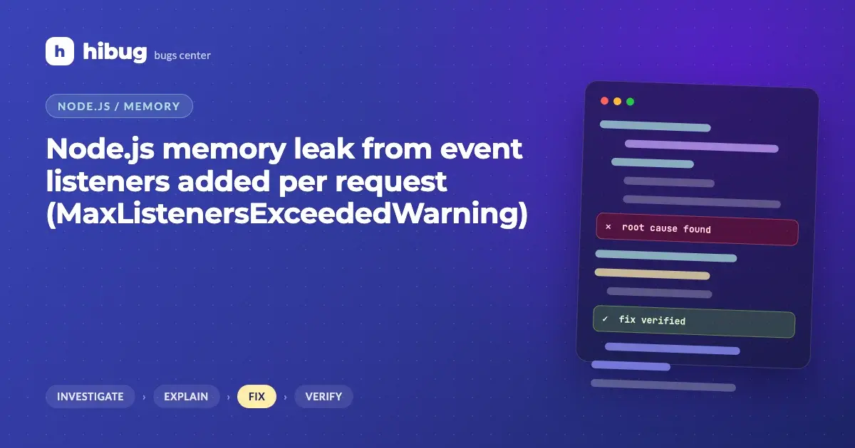 Banner: Node.js memory leak from event listeners added per request on a shared EventEmitter