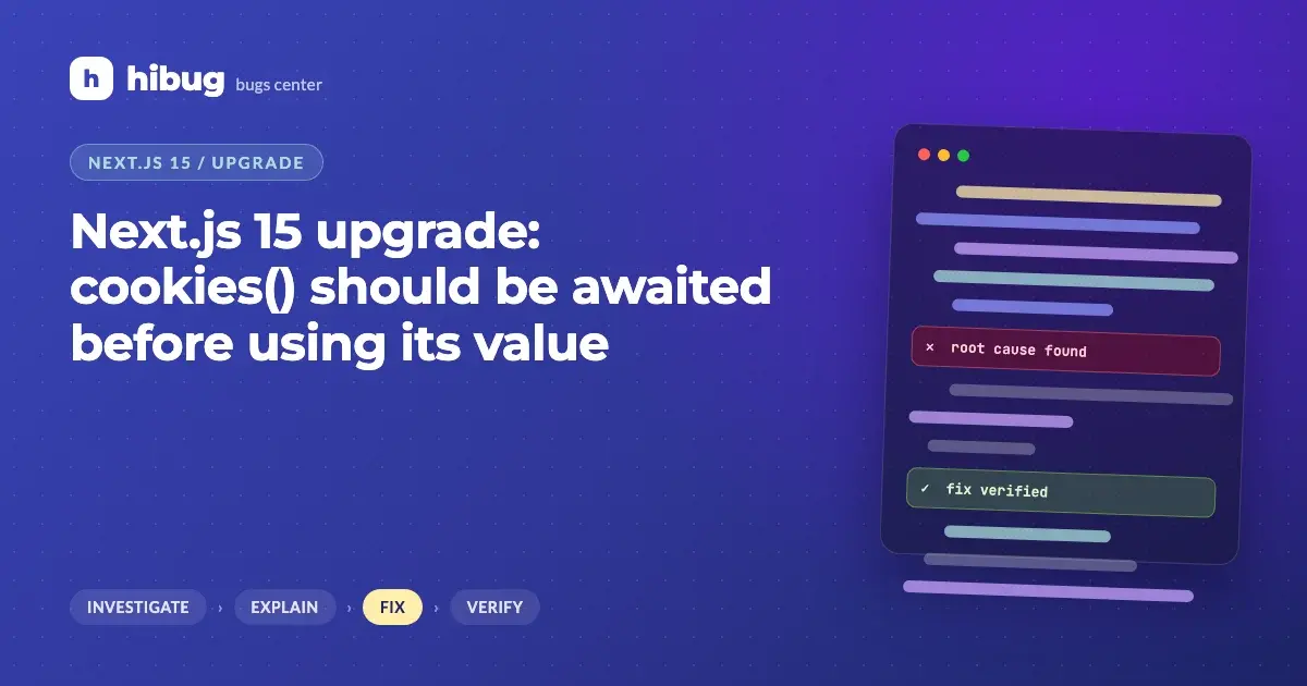 Banner: Next.js 15 cookies() should be awaited before using its value
