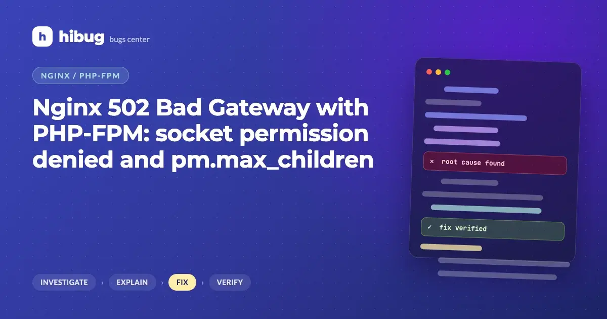Banner: Nginx returning 502 Bad Gateway because of a PHP-FPM socket permission and pool size problem