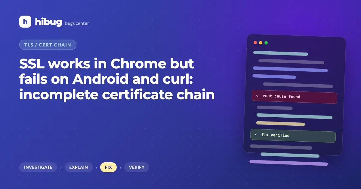 Banner: TLS certificate chain missing its intermediate certificate, breaking Android and curl clients