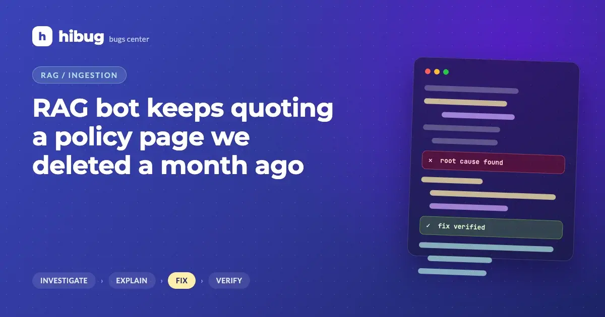 Banner: RAG assistant answering from documents that were deleted from the source