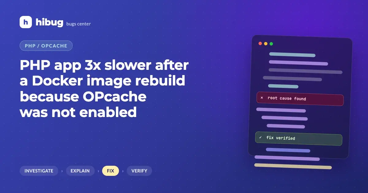 Banner: PHP app three times slower after a Docker image rebuild because OPcache was not enabled