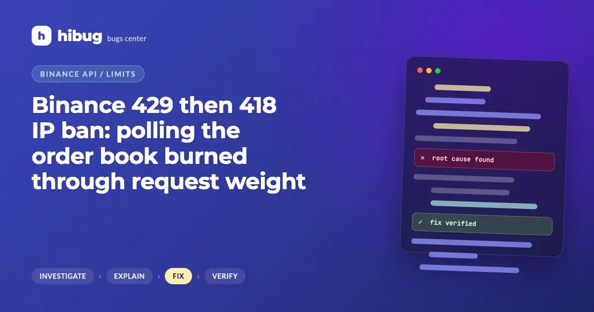 Banner: Binance API IP ban after exceeding request weight limits with polling