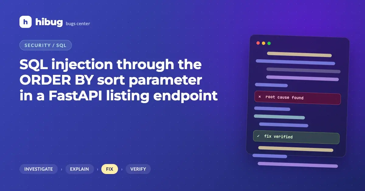 Banner: SQL injection through the ORDER BY sort parameter in a FastAPI listing endpoint