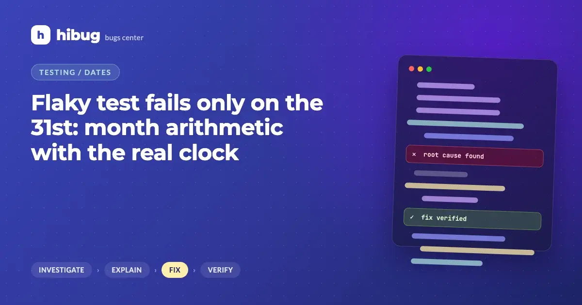 Banner: a calendar where the 31st of January jumps past February into March during a failing test