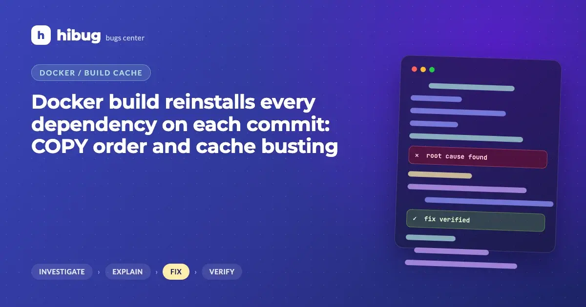 Banner: Docker image layers where an early COPY instruction invalidates every layer below it