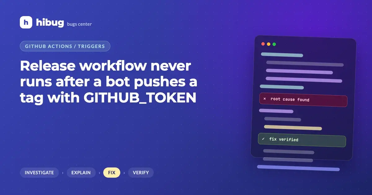 Banner: GitHub Actions release workflow not triggered by a tag pushed with GITHUB_TOKEN