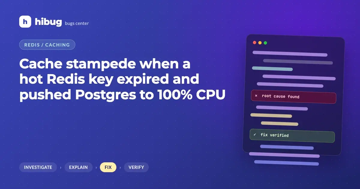 Banner: cache stampede when a hot Redis key expired and pushed Postgres to 100% CPU