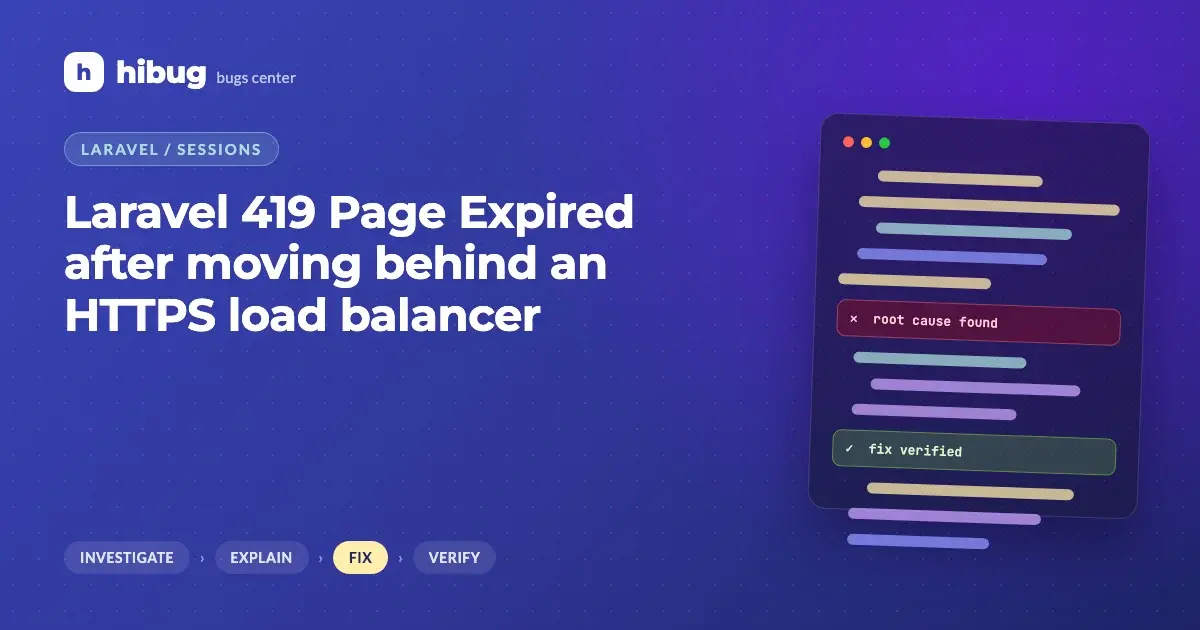 Banner: Laravel 419 Page Expired error behind an HTTPS load balancer with two app servers