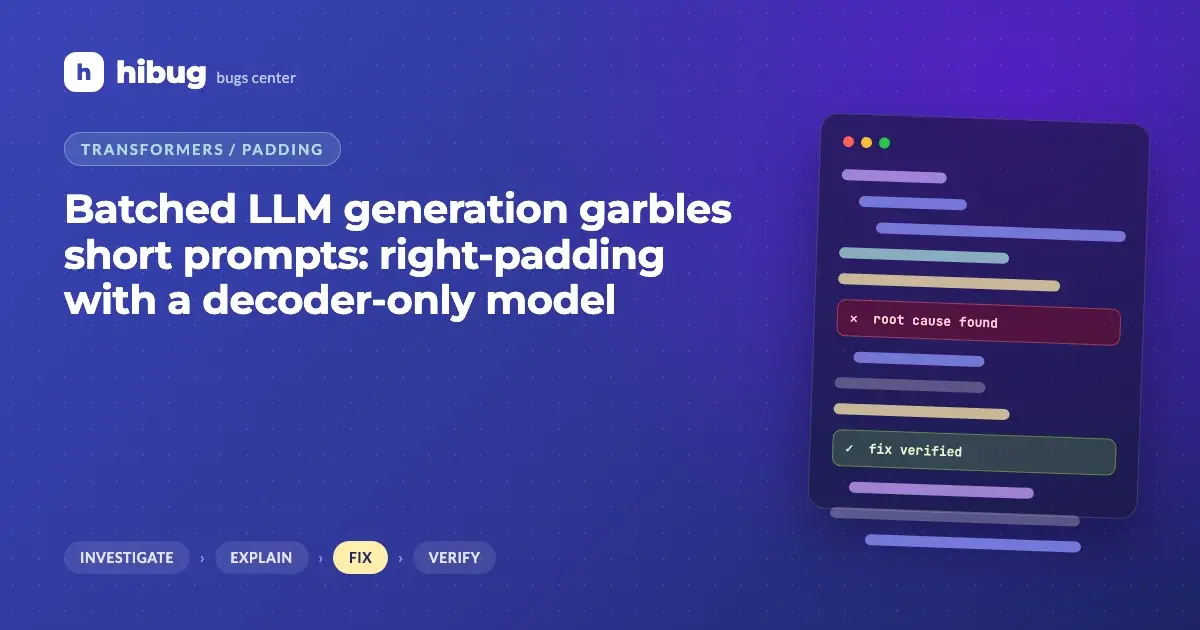 Banner: batched text generation broken by right padding in a decoder-only language model