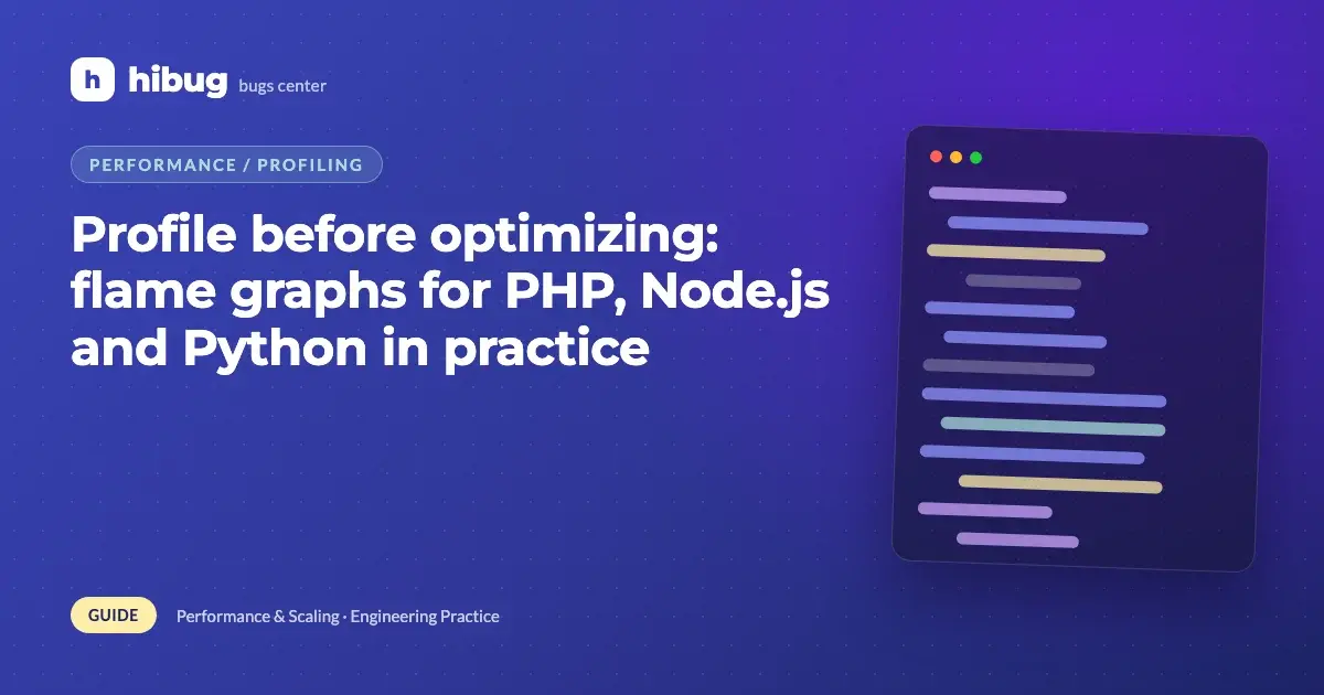 Banner: profile before optimizing with flame graphs for PHP, Node.js and Python