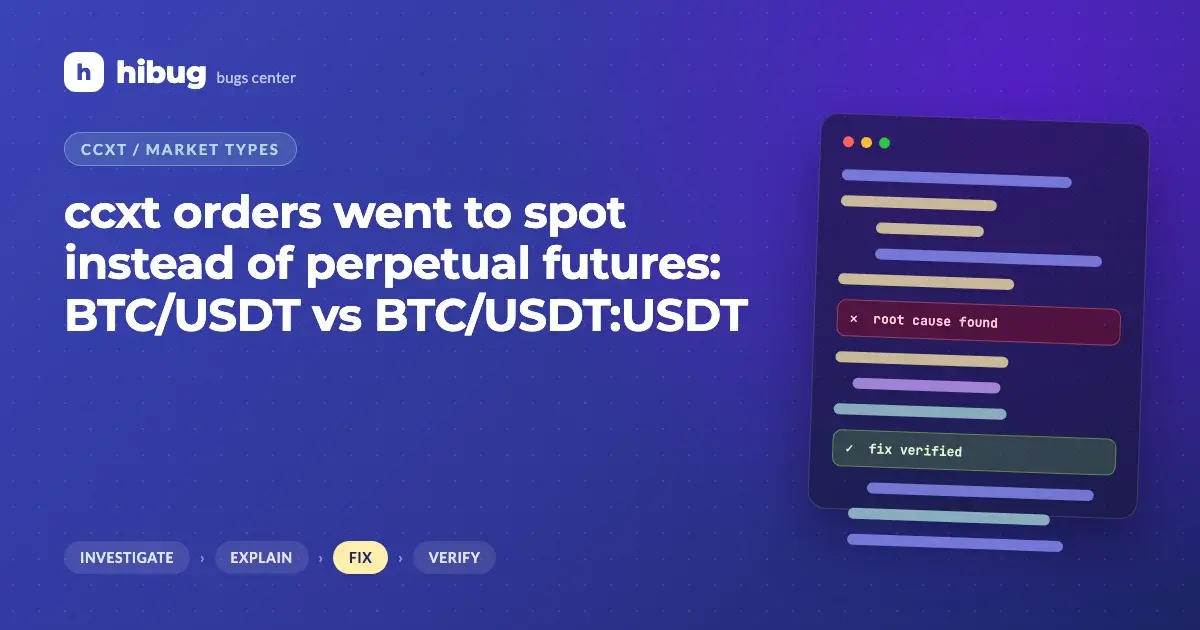 Banner: ccxt symbol mix-up sending futures orders to the spot market