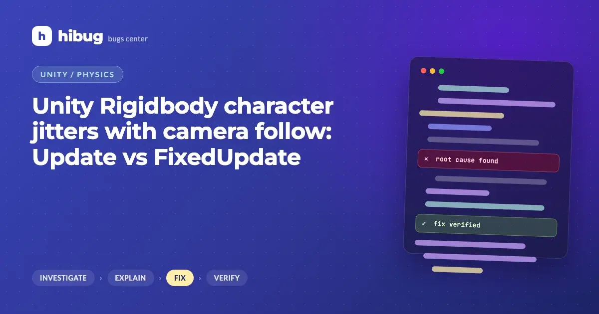 Banner: Unity Rigidbody character jitter with camera follow caused by mixing Update and FixedUpdate