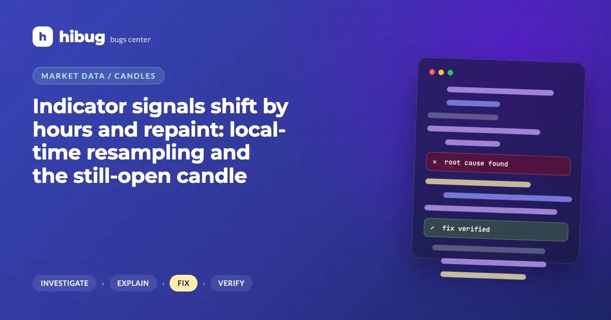 Banner: candlestick data misaligned by timezone and signals repainting on the open candle