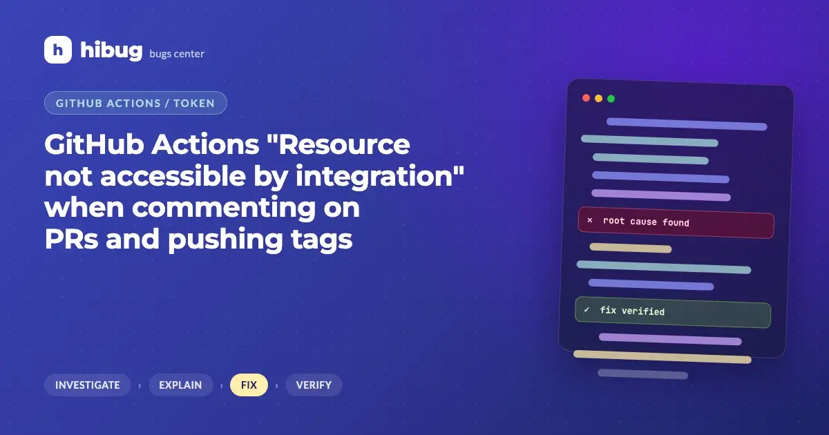 Banner: a GitHub Actions workflow token with read-only scope blocked from writing a pull request comment
