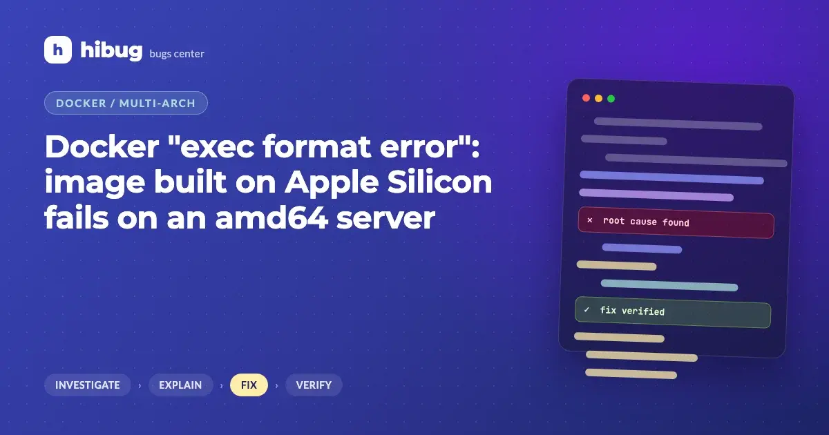 Banner: a container image built for arm64 rejected by an amd64 server, with a multi-arch manifest as the fix