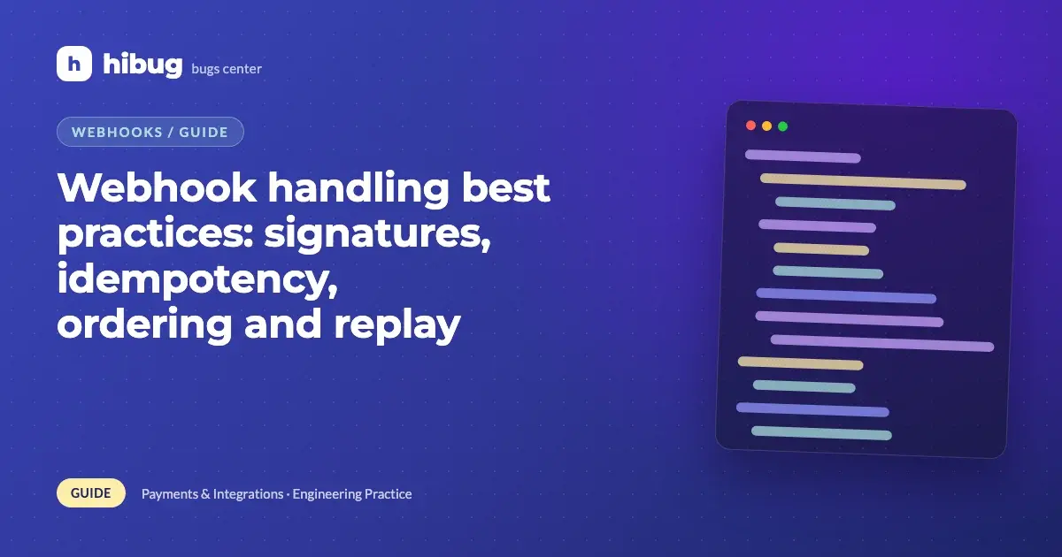 Banner: webhook handling best practices covering signatures, idempotency, ordering and replay