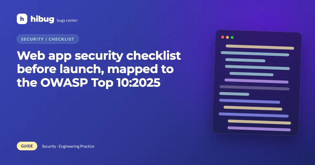Banner: web app security checklist before launch mapped to the OWASP Top 10:2025