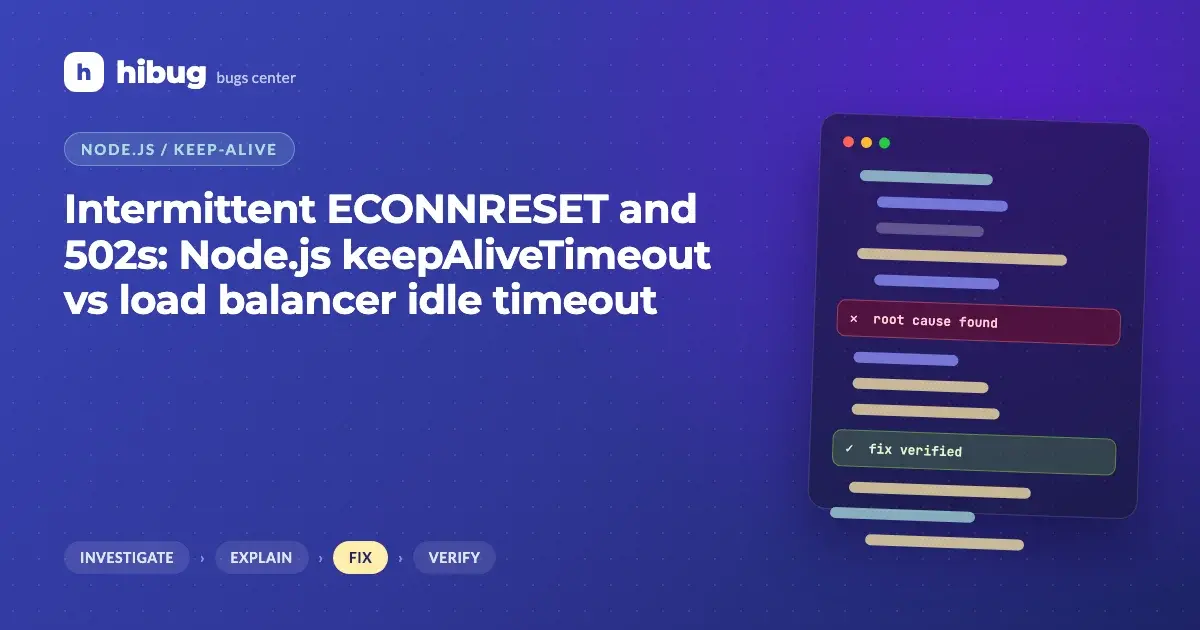 Banner: Node.js keep-alive timeout racing a load balancer idle timeout and causing ECONNRESET