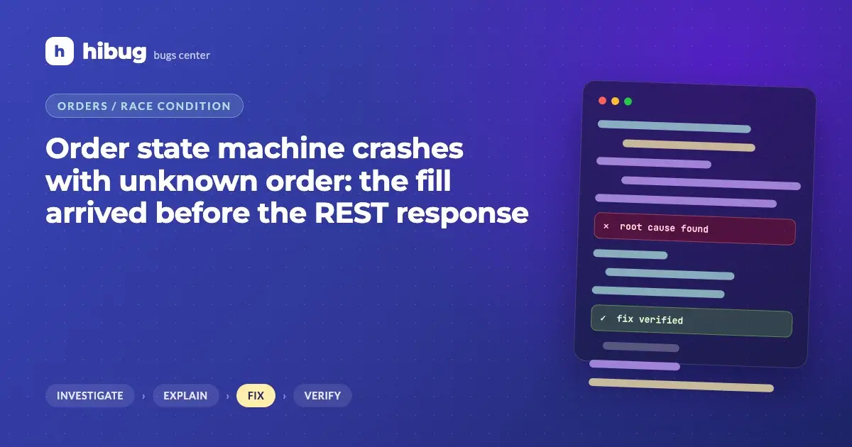 Banner: race condition where a websocket fill arrives before the REST order response