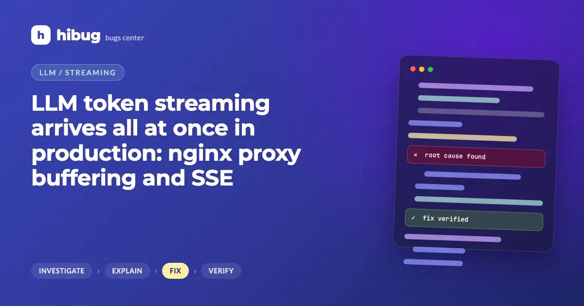 Banner: streamed tokens piling up behind a proxy instead of flowing to the browser